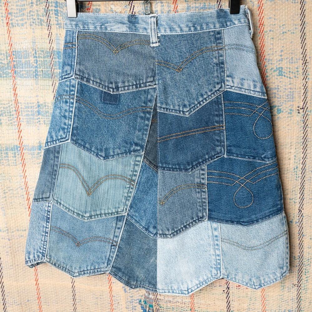Custom upcycled patchwork skirt size 26 - Picture 6 of 7